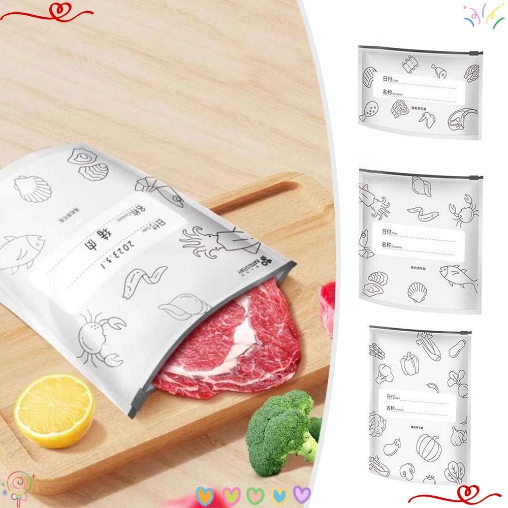 10 Pçs/Saco Freezer Levante-Se , Seguro Do Alimento Da Folha De Alumínio Congelador Impermeável Reusável Fechament