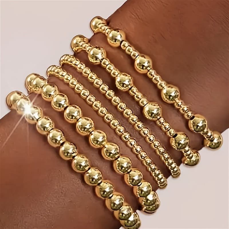 6 Pçs/Set Empilhável Estiramento Jóias Para Mulheres Conjunto De Pulseira De Contas Estilo Boho Elegante Adequado Todas