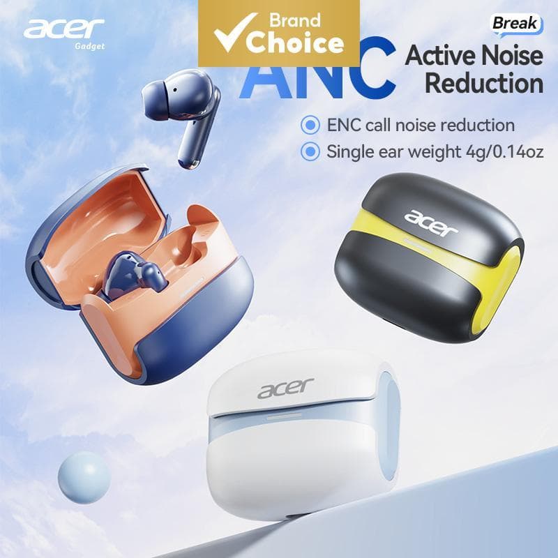 Acer OHR548 Fones De Ouvido Intra-Auriculares TWS Sem Fio Com Microfone Bluetooth 5.4 13 Mm Alto-Falante Tipo C Carregam