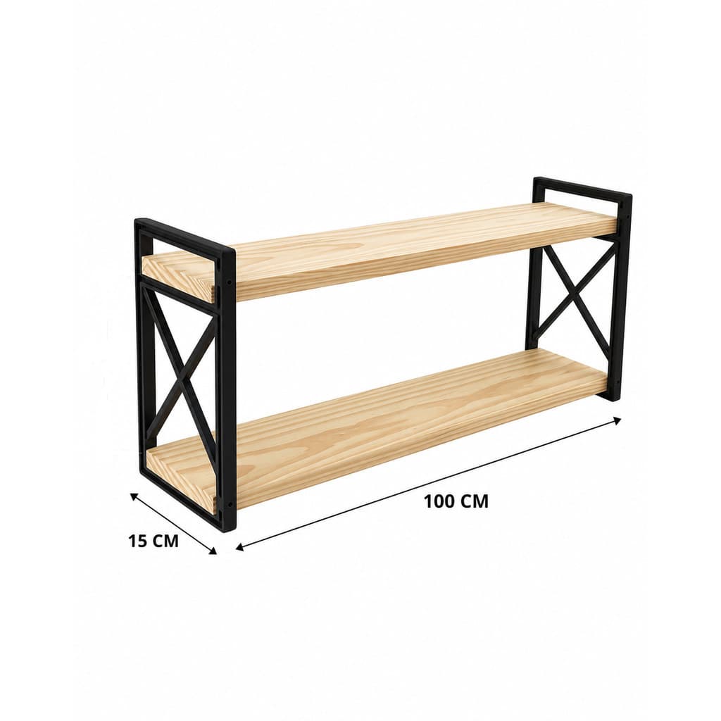 Prateleira Estilo Industrial 100Cm X 14Cm + Suporte15X36Cm