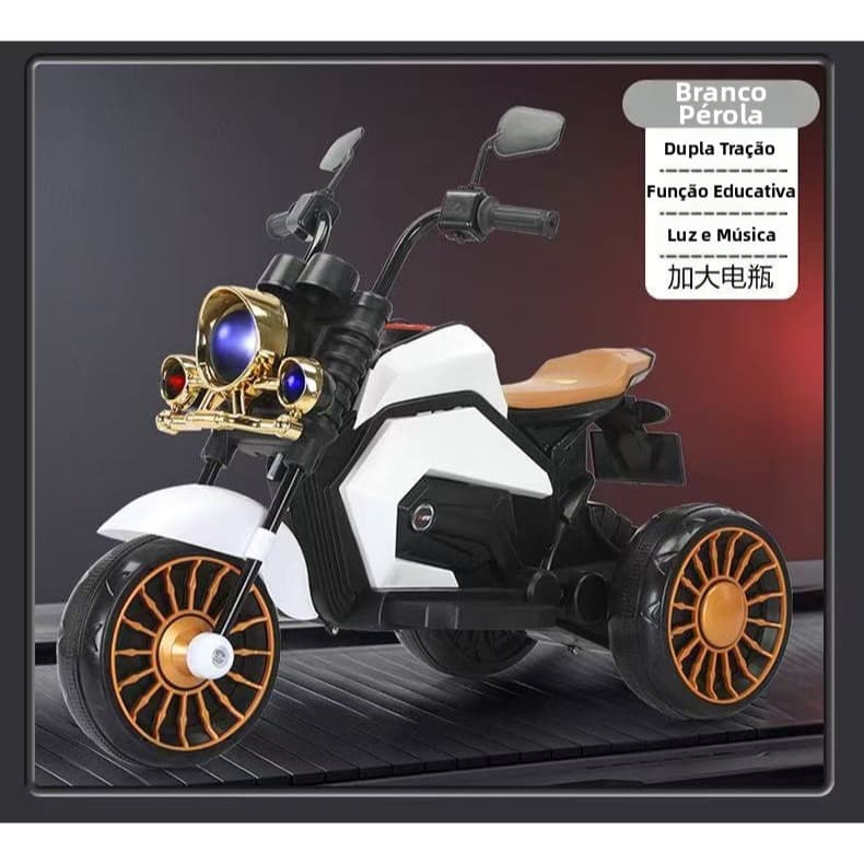Motocicleta elétrica infantil dual drive com música--5180