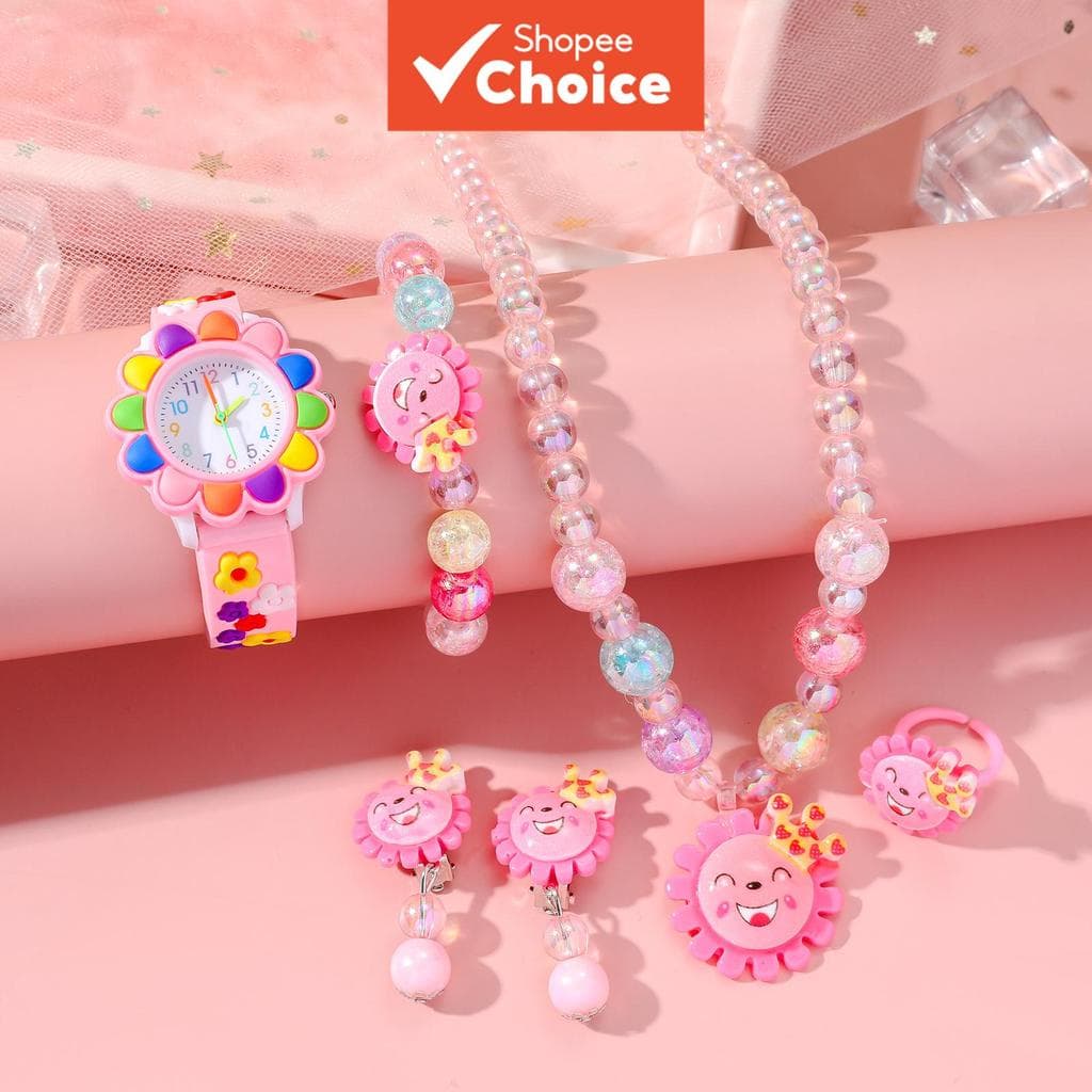 Bonito 3d Unicórnio Impressão Silicone Crianças Relógio digital Com Pulseira De Pônei 3d 6 Peças Conjunto Para Aniversár