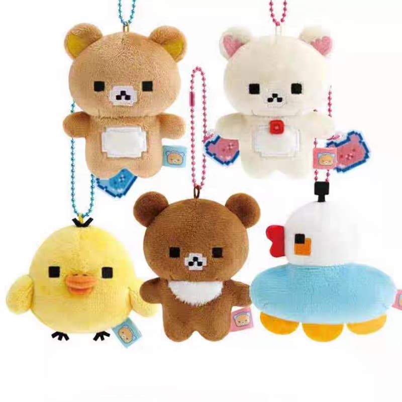 Japonês bonito Rilakkuma urso Pixel urso irmão irmã pintinho urso irmão pato carro brinquedo de pelúcia pingente pe