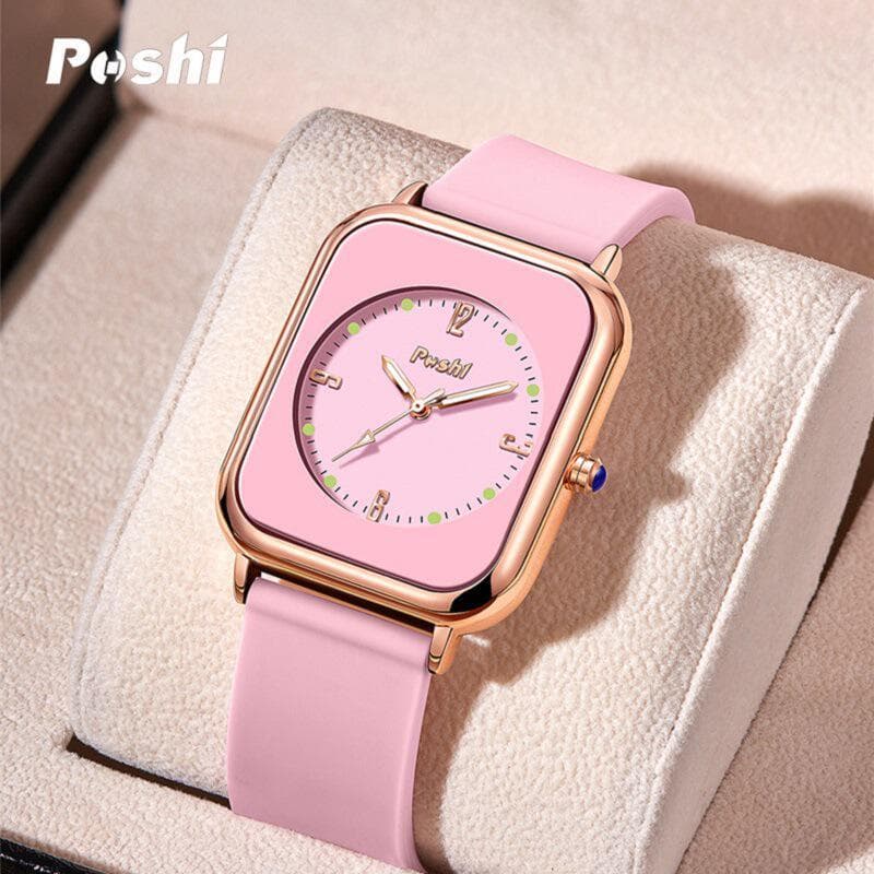 Relógio feminino 2023 novo estilo geléia POSHI pequeno relógio quadrado simples moda Silicone relógio feminino senhoras