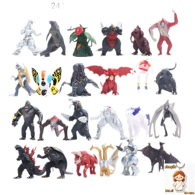 24 Pçs/Set 5cm-8cm Godzilla Rei Dos Monstros Mecânico Vermelho Lótus Planeta PVC Figura De Ação Coleção Modelo Brinquedo