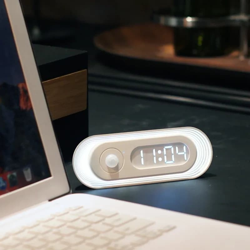 Luz de indução do corpo humano segunda geração com tempo magnético relógio Digital luz noite portátil fixado na parede l