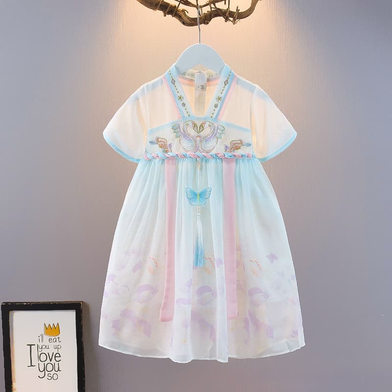 Meninas verão Hanfu 2023 novo estilo bebê Retro moda vestido de princesa crianças estilo chinês Cheongsam vestido