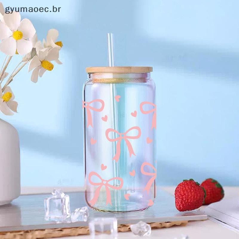 [GYU] Transferências 3D UV DTF Stiers 16 Onças Copo Envolve Arco De Desenho Animado Impresso Para Vidro DIY Cerâmica Met