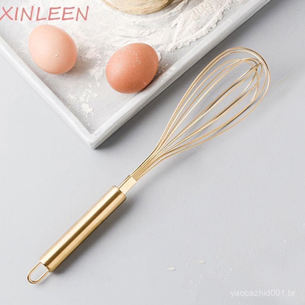 Batedor de Ovos Manual Xinlian, Material em Aço Inoxidável Dourado IZKX