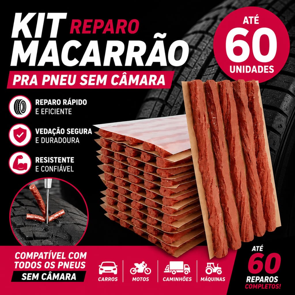 KIT 10 A 60 REFIL REPARO PNEU SEM CAMARA CARRO BIKE SOS DE VEICULO KIT DE MACARRAO MOTO ATACADO
