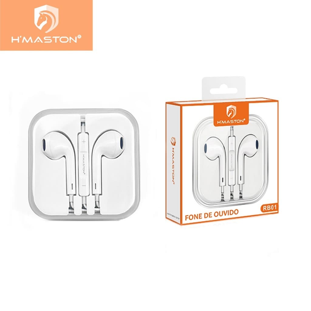 H'maston RB01/RB02/RB03 Fone de ouvido Branco Para Alto ótima/ todos android P2 OU TYPE-C/Lightning/P2