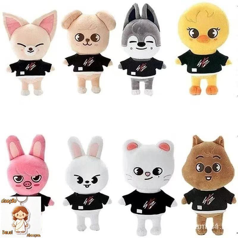 Pelúcia Skzoo Kpop Stray Kids 25cm – Boneco Antialérgico Estilo Cartoon e Fofo
