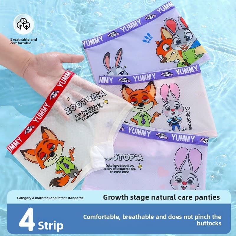((4 peças) Cuecas boxer de seda gelada para meninas Cuecas boxer infantis para bebês