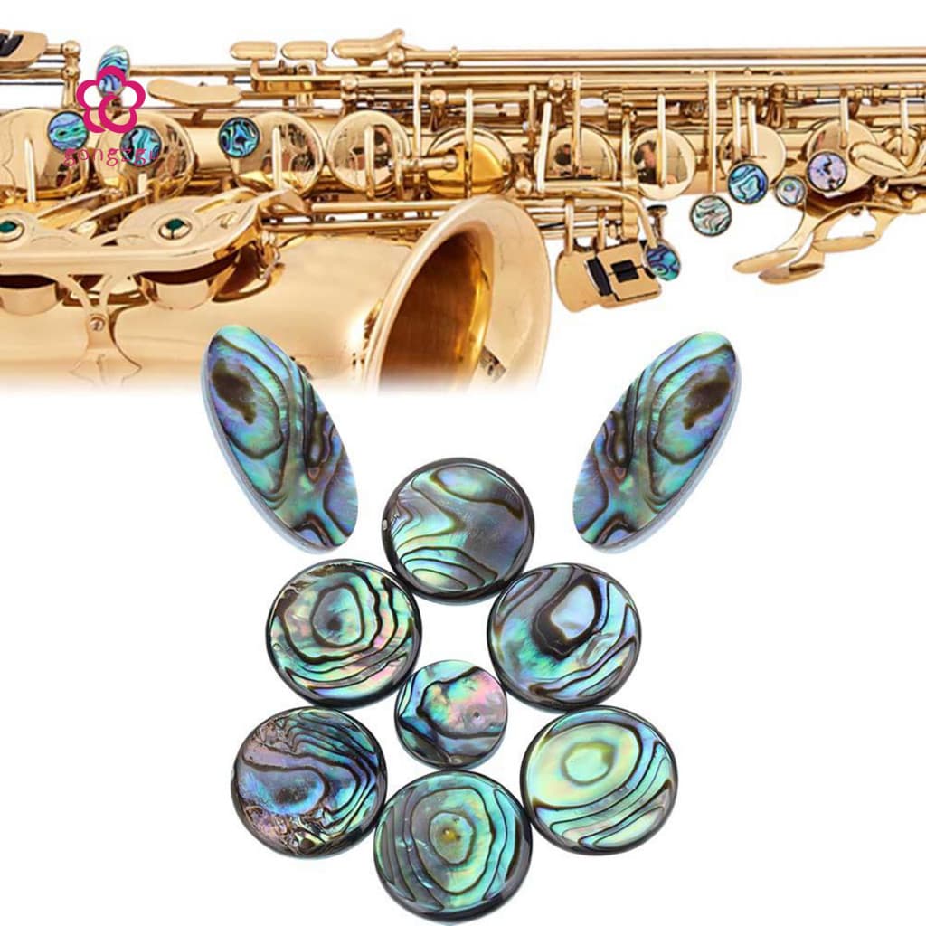 [gongzgu] 9 Peças Botão Chave De Saxofone Superfície Lisa Resistente Ao Desgaste Incrustações Acessório Abalone Concha S