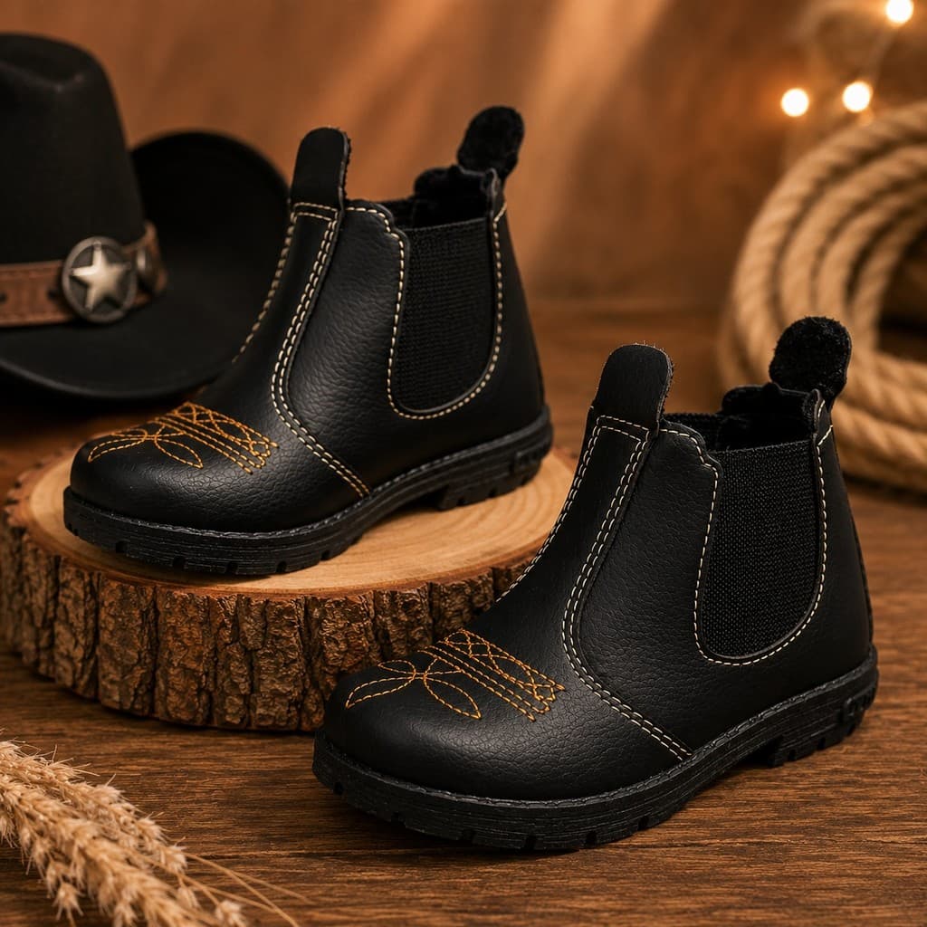 Bota Infantil Feminina Jeca Cano Baixo Agro Country Confortável Antiderrapante Casual e Fácil Calçar