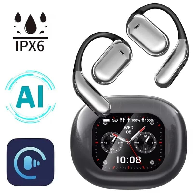 Tradução Em Tempo Real Fones De Ouvido Sem Fio Bluetooth LED Tela Toque Colorida ANC Redução Ruído Esporte