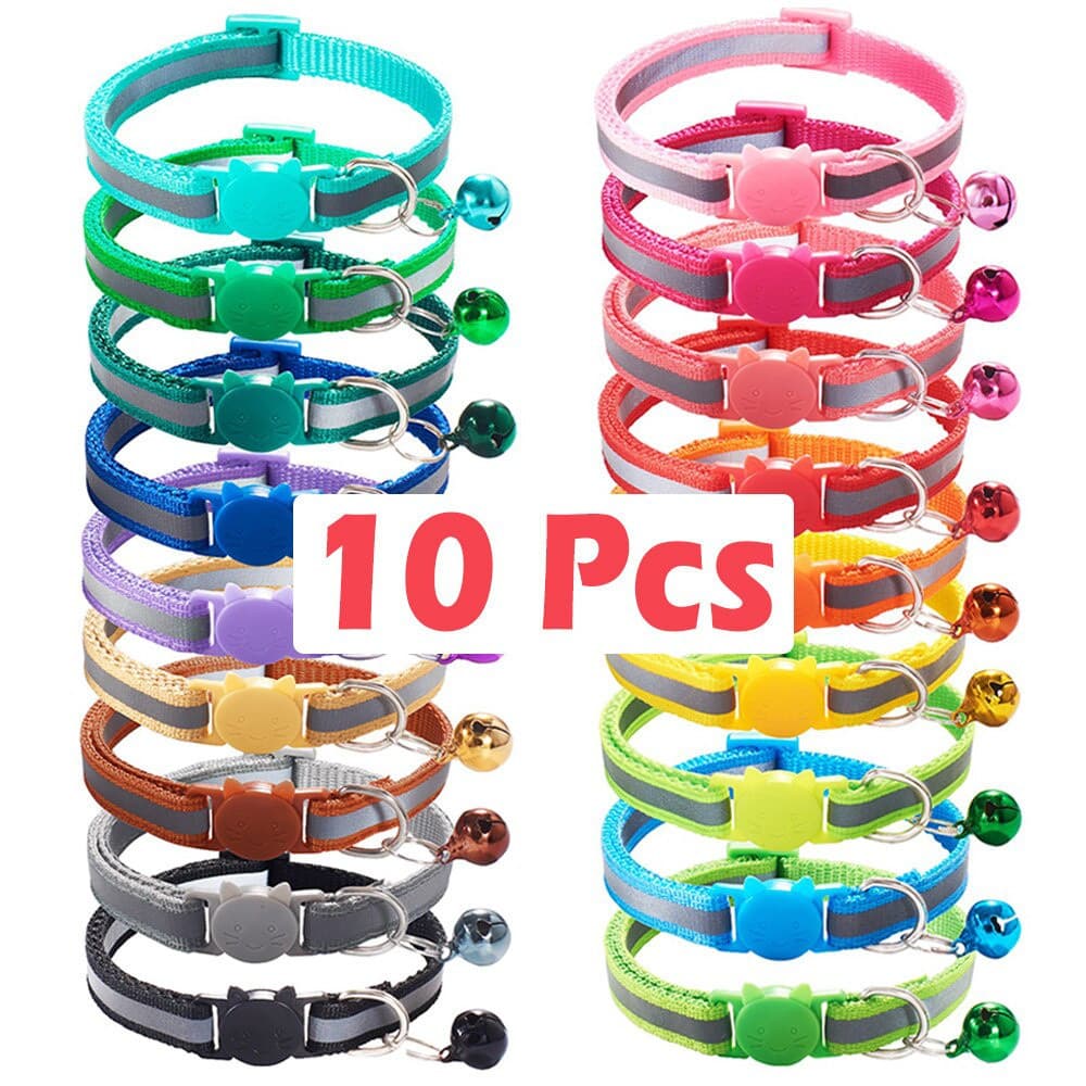 10Pcs Coleiras Para Cães De Estimação Atacado Com De Nylon Refletivas De Segurança Delicadas Ajustáveis Acessórios