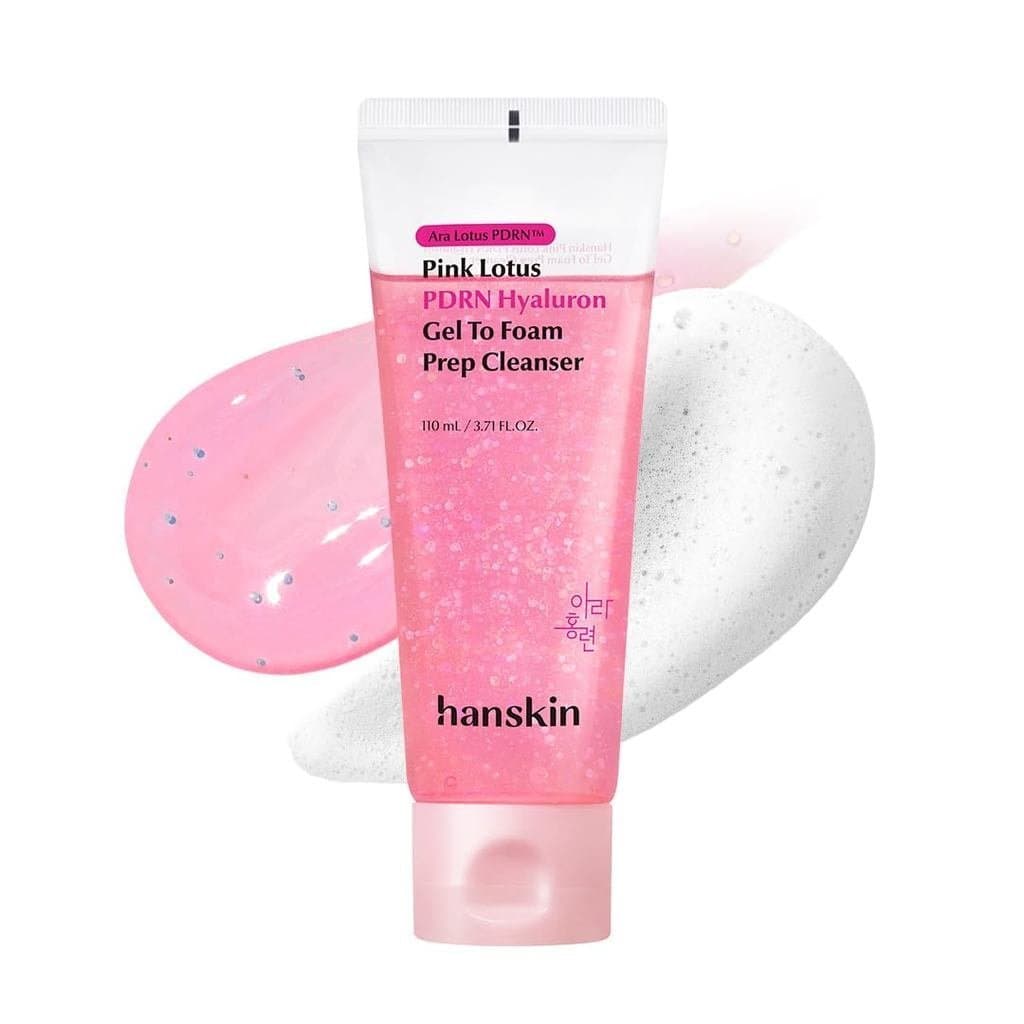 HanPDRNHyaluronGel-to-PrepCleanser–200.000ppmVeganPinkLotusPDRNFaceWash | Limpador Hidratante de Baixo pH para Vidros co