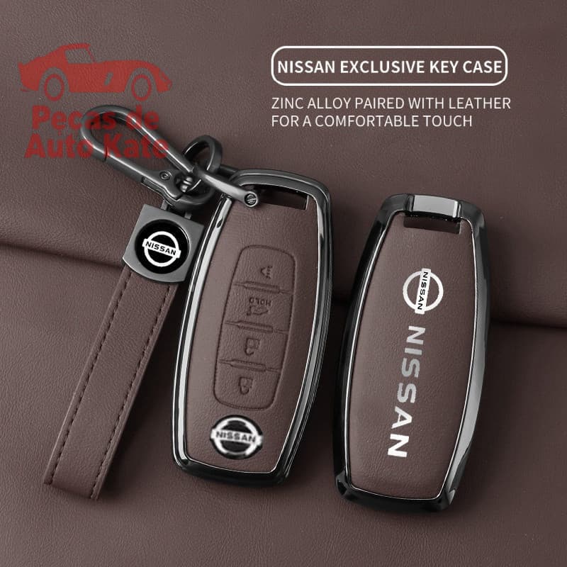 [Capa para Chave de Carro em Liga e Couro] Para Nissan Sylphy TEANA X-TRAIL Proteção Total Três Cores PZKO