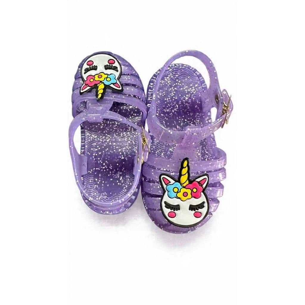 Sandália Unicórnio Infantil Menina Glitter  Roxa Macia