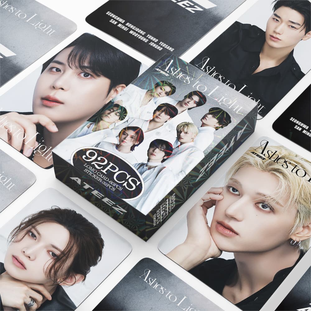 KPOP 92 peças/caixa Cartões fotográficos ATEEZ Coleção de cartões LOMO Ashes to Light KPOP VFEN DCEM