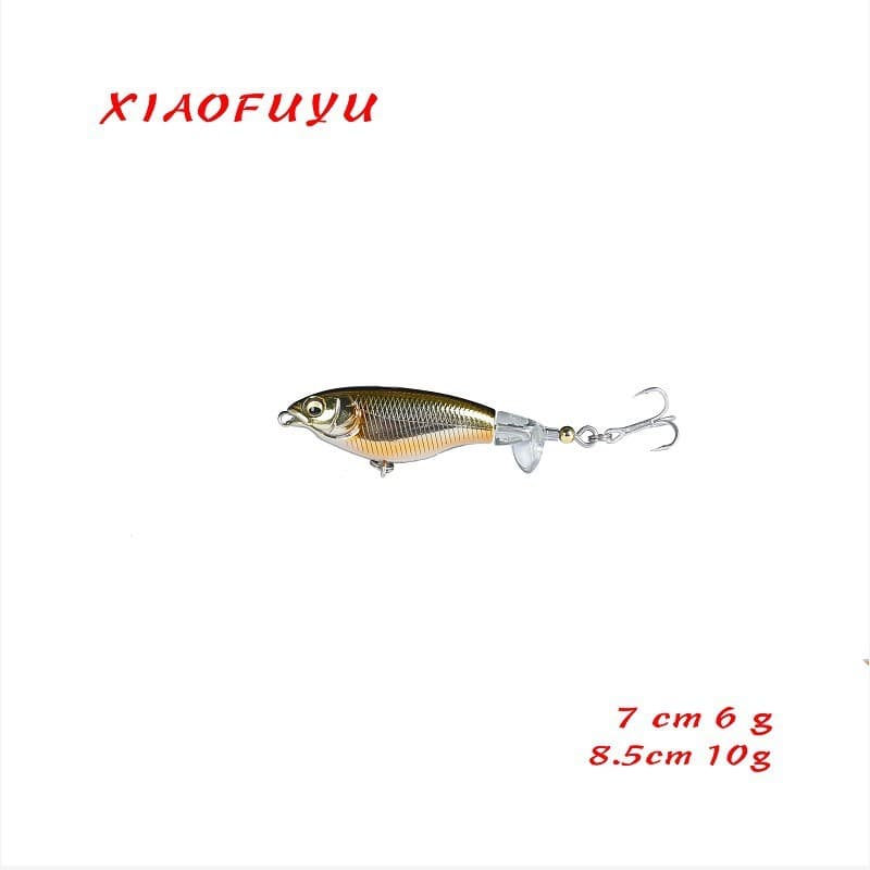 Isca minnow superfície série flutuante minnow isca dura trator hélice 6g10g peixe preto baixo cão peixe 4ICH