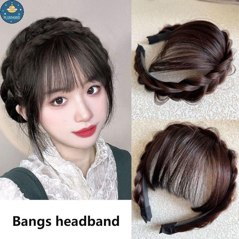 PLUMHOME Sintético Falso Franja Cabelo Puro Bandas Feminino Fileira Dupla Tranças Resistente Ao Calor Em Extensões De Ha