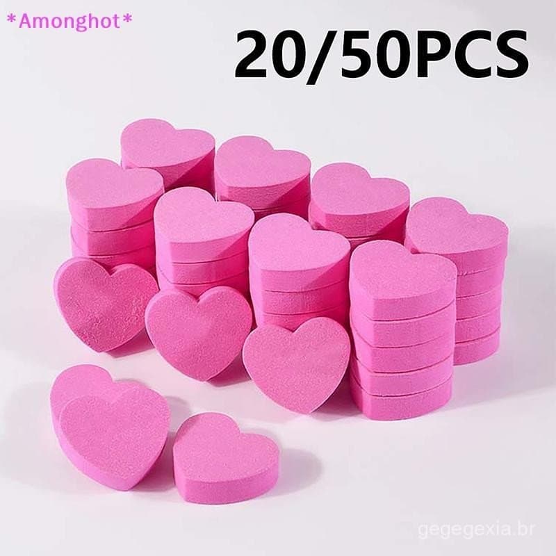 Entrehot > 20/50 Peças Esponja Em Formato De Coração Lixa De Unha Dupla Face Buffer Polimento Ferramenta De Pedicure Gel