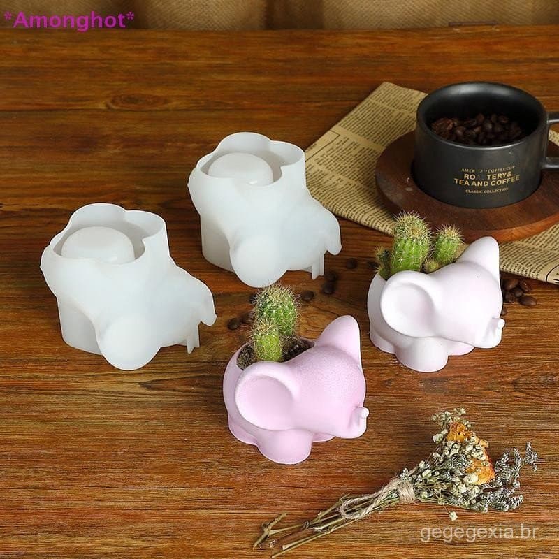 Entrehot > Molde De Vaso De Silicone Em Forma De Elefante , Faça Você Mesmo , Cacto , Gesso , Argila , Resina Epóxi , Mo