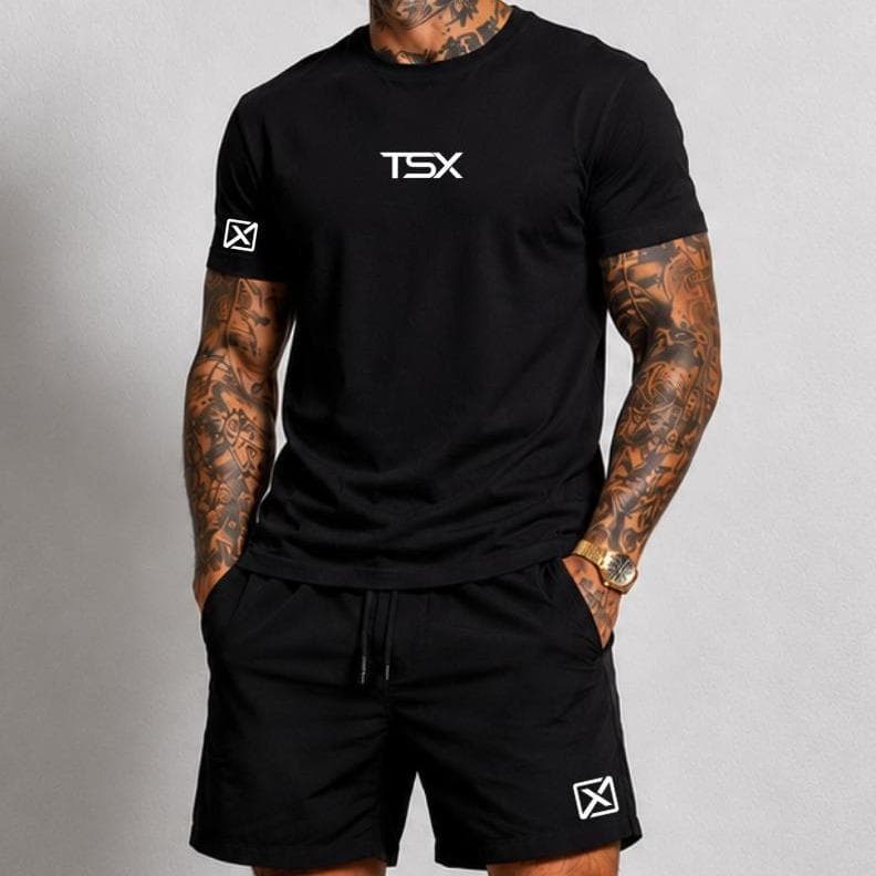 Conjunto Masculino TSX Premium Camiseta Algodão + Bermuda Mauricinho TACTEL Casual