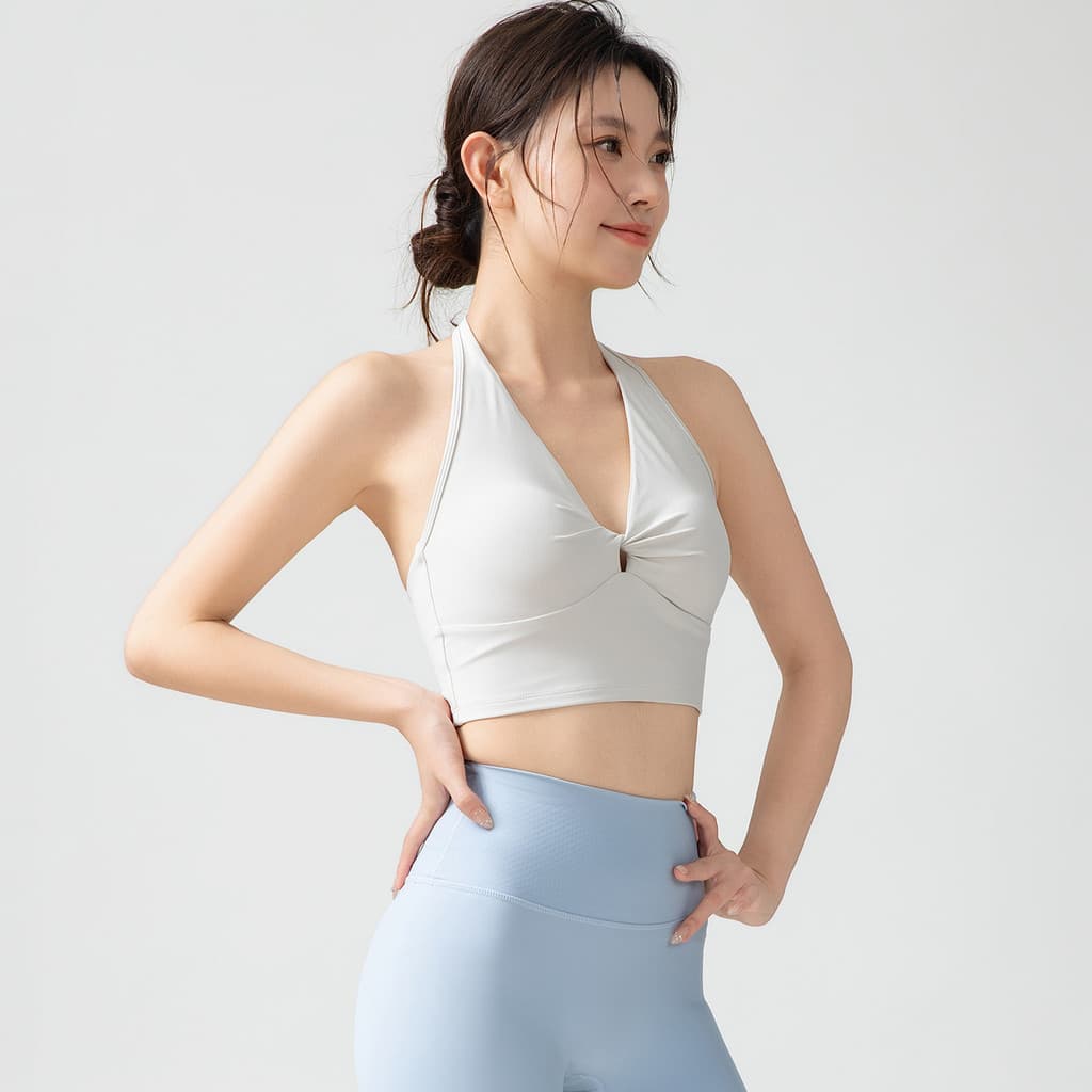 Camisola Halter profunda sem mangas ginásio Wear feminino topo oco respirável Yoga colete feminino almofada no peito