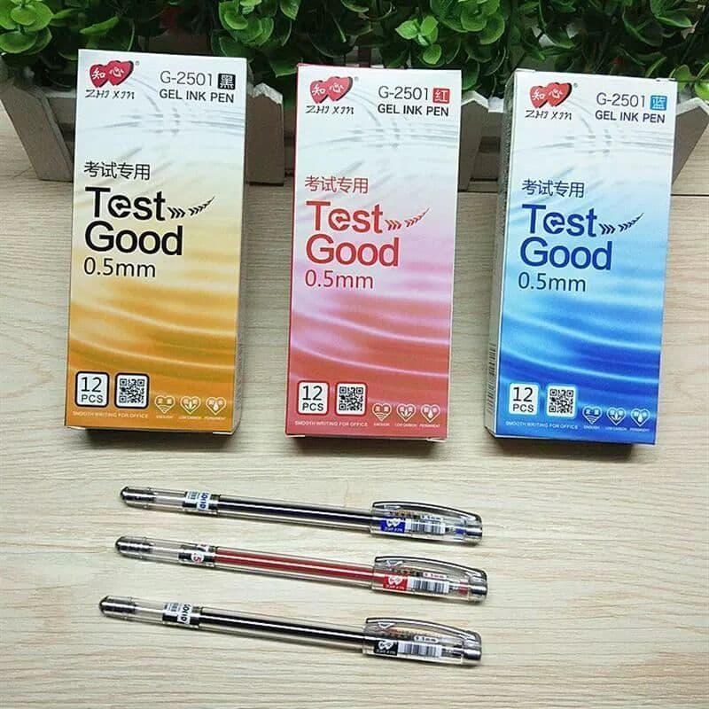 Caneta Gel Multiuso Zhi Xin 2501, 0,5 mm, para Exames, Caneta para Assinatura, para Estudantes e Uso em Escritório, Cane