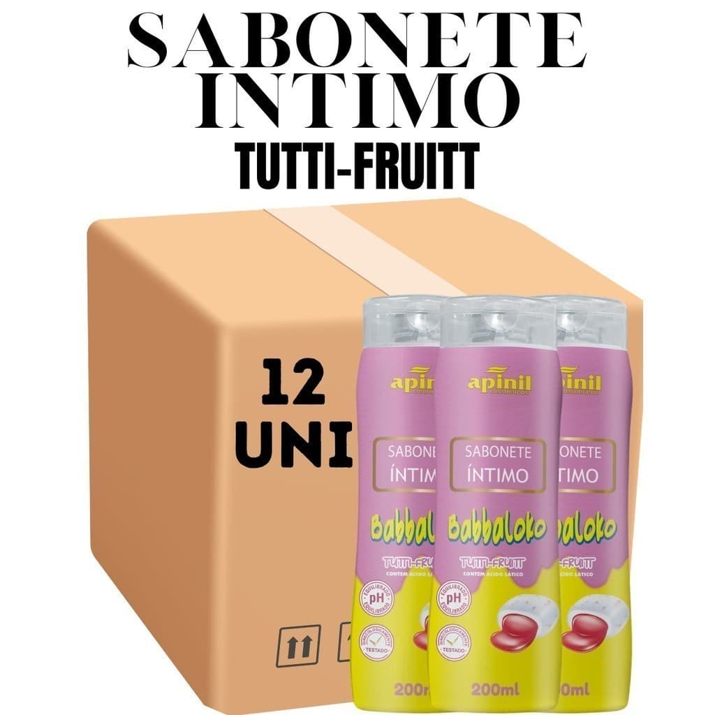 Kit 12 Unidades Sabonete Intimo Babbaloko Tutti-Frutti 200ML Apinil (Campanha)