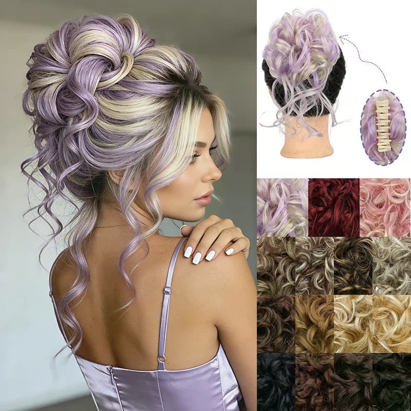 Grampo De Garra Encaracolado Bagunçado , Extensão De Coque De Cabelo Sintético Para Mulheres , Rabo De Cavalo Ondulado D