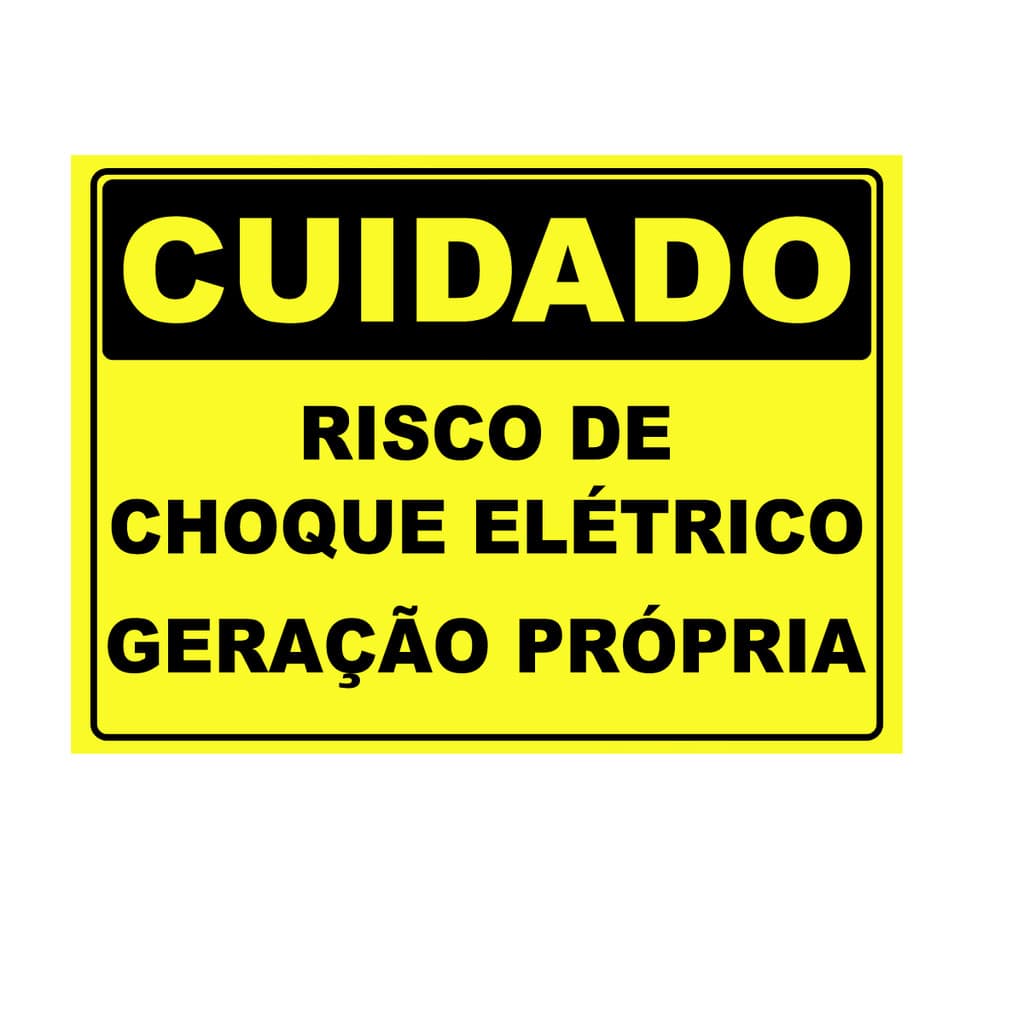Placa Cuidado Risco de Choque Elétrico - 25x18 - Ps 1mm