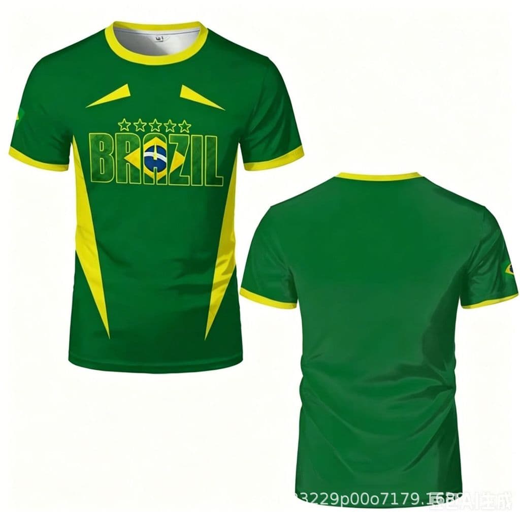 Verão novo estilo brasil bandeira nacional emblema padrão 3D impresso esportes de manga curta T @