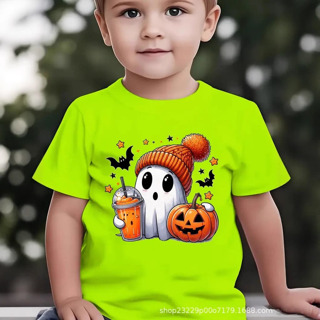 Halloween abóbora padrão dos desenhos animados 3D impresso Cross-Border novo estilo roupas infantis Casual em torno do p