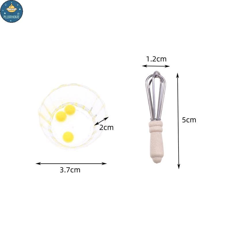 PLUMHOME 1 Conjunto De Acessórios De Cozinha DIY Simulação Bonito Batedor De Ovos Tigela Terno 1 : 12 Casa De Bonecas Em