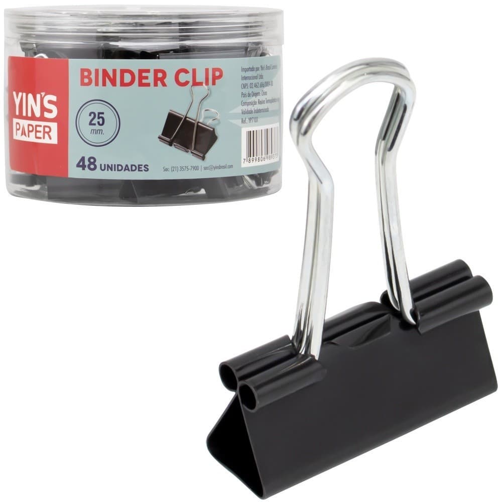 Prendedor De Papel Binder Pequeno De Metal Yins Paper Com 48 Pecas 25mm 3,7x2,5cm