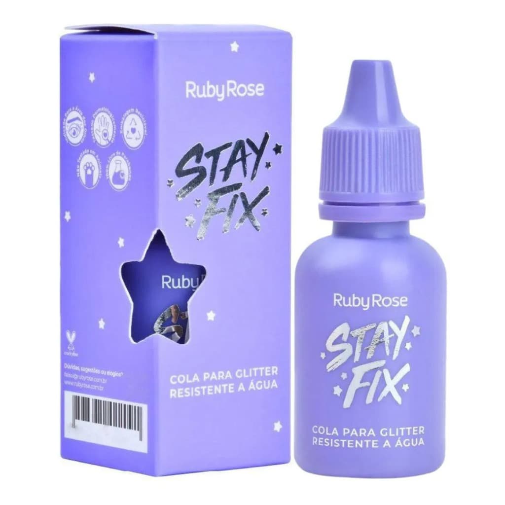 COLA PARA GLITTER RUBY ROSE STAY FIX RESISTENTE HB584 À ÁGUA 10ML