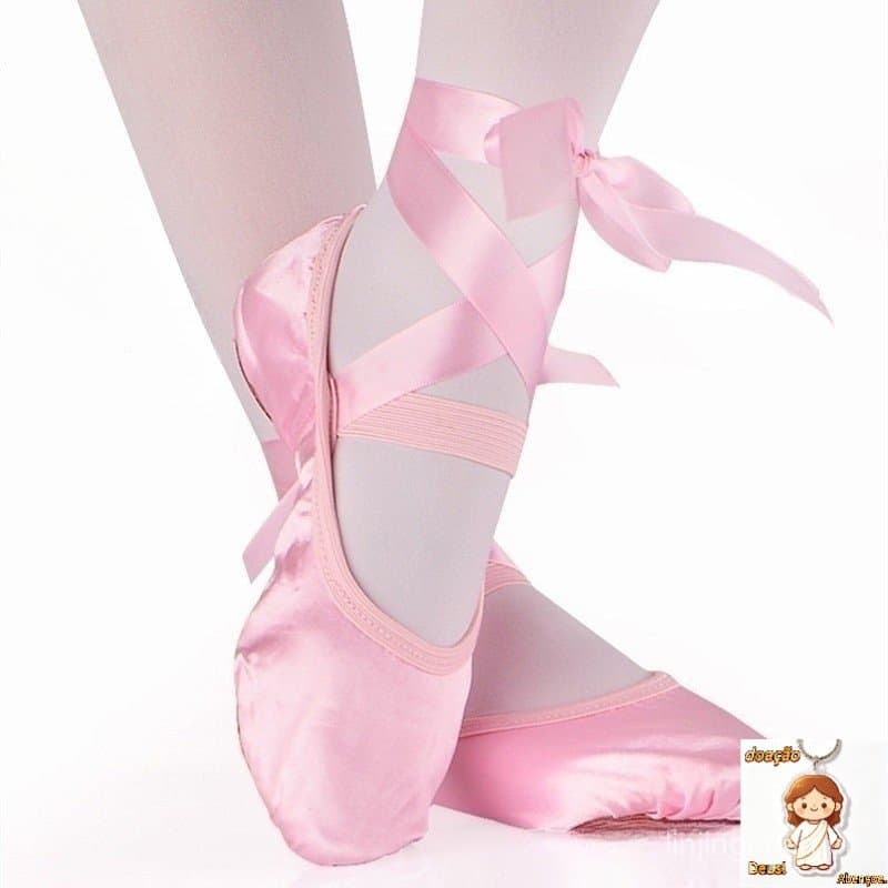 Sapatos de Dança de Ballet de Algodão GLCHENG, Bico Redondo, Fita, Yoga Interno, Sapatos de Dança de Ballet para Meninas