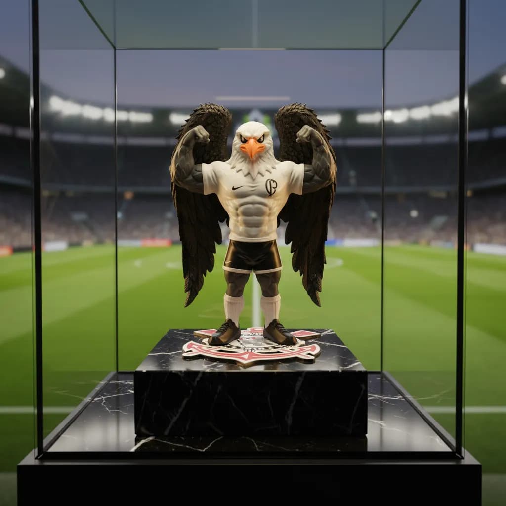 Mascote Gavião Do Corinthians Fiel Decorativo Com Asas
