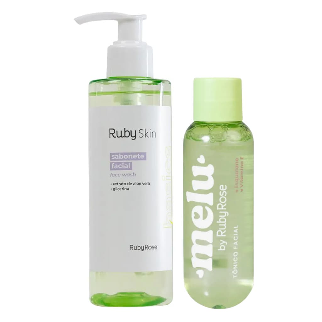 KIT SABONETE FACIAL RUBY SKIN 190ML + TONICO FACIAL MELU 100ML RUBY ROSE