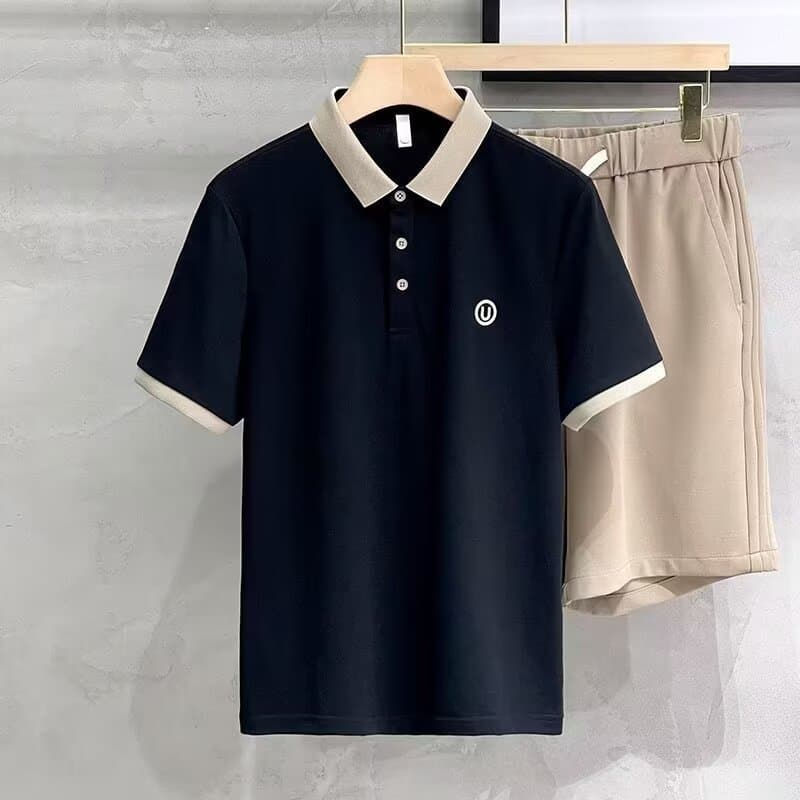 Nova camisa polo de manga curta gelo seda Paul camisa lapela masculina meia manga camiseta