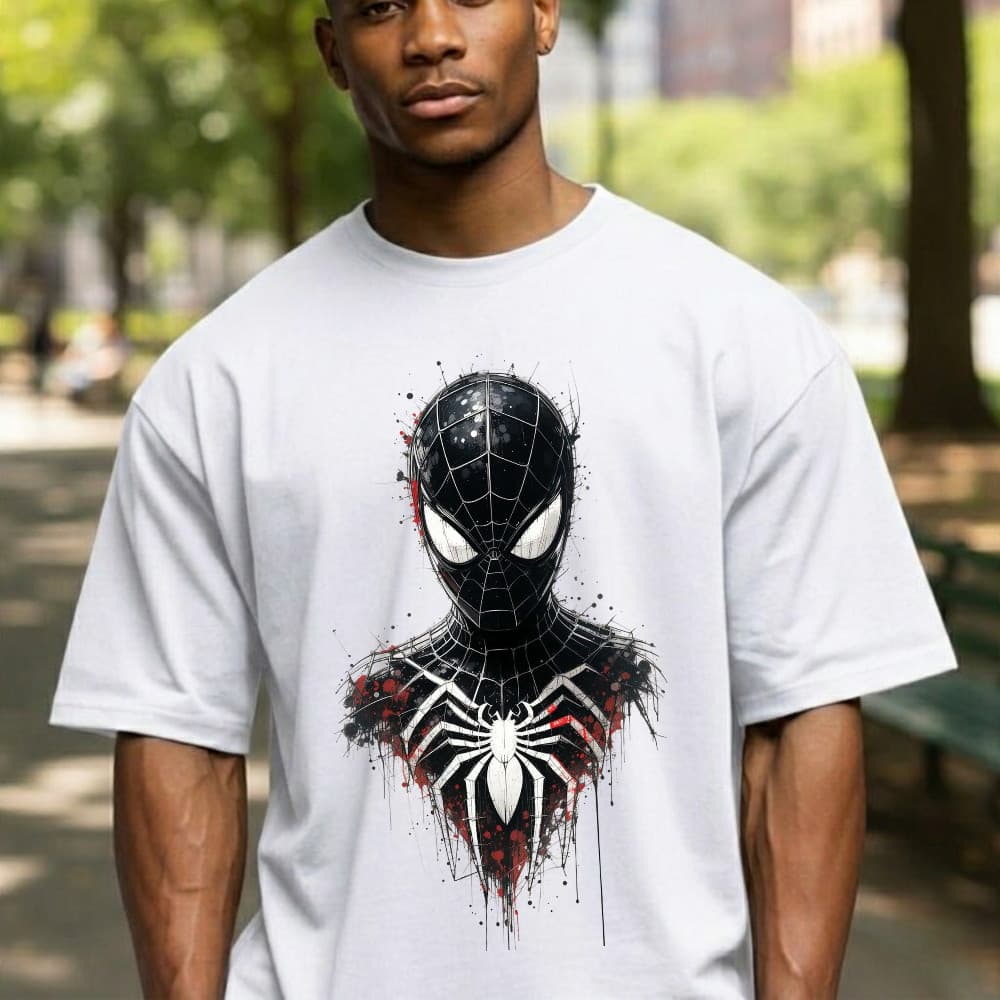 Camiseta Estilosa Manga Curta 100% Algodão Confortavel Estampada Aranha Filme Para Dia A Dia