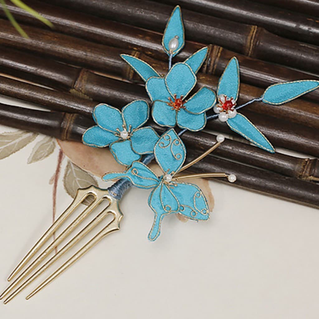 Grampo De Cabelo Borboleta Esmaltado Cloisonne Feito À Mão-Acessórios Estilo Chinês Tradicional