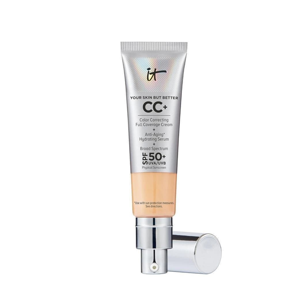 IT Cosmetics CC+ Creme Facial - Base Natural de Cobertura Total com FPS 50+, Corretor de Cor e Essência Hidratante Antie
