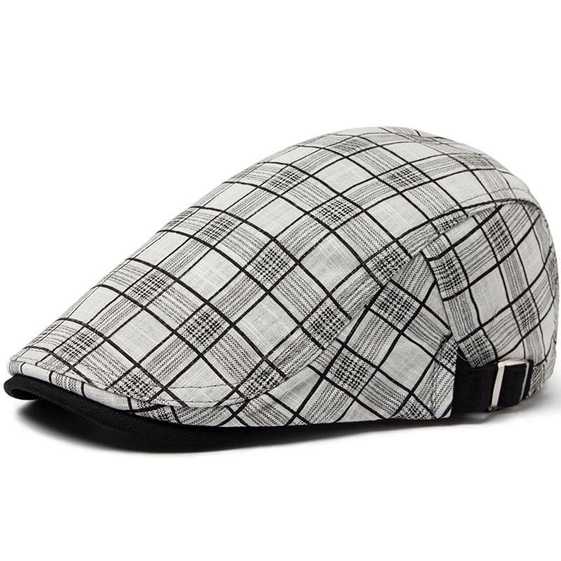 Novo Verão Boina Fina Moda Masculina Vintage Xadrez Algodão Linho Viseira Plana Bonés Para Mulheres Boinas Casual Femini