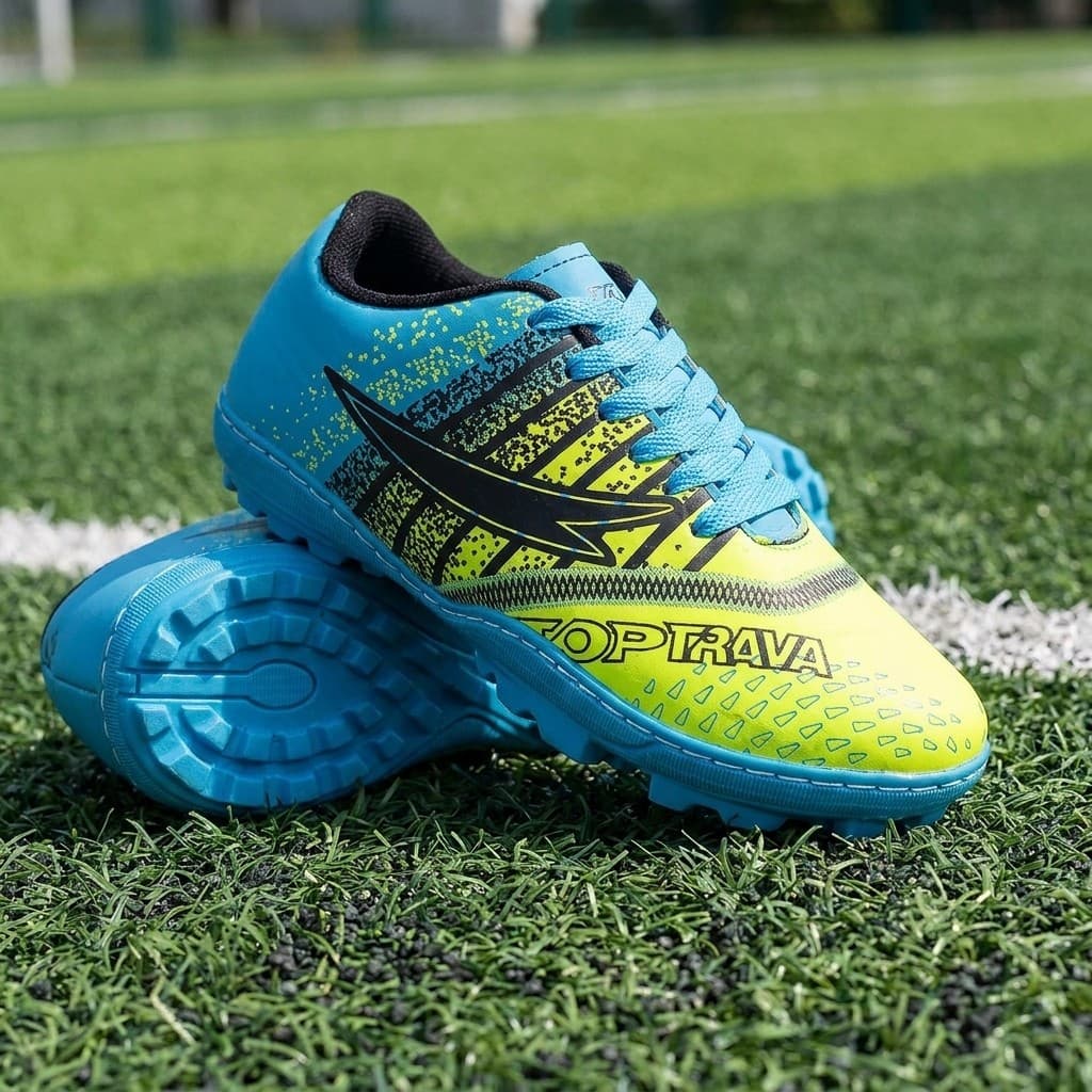 Chuteira Society Infantil Menino Futebol Grama Sintética Leve Confortável Azul Vermelha
