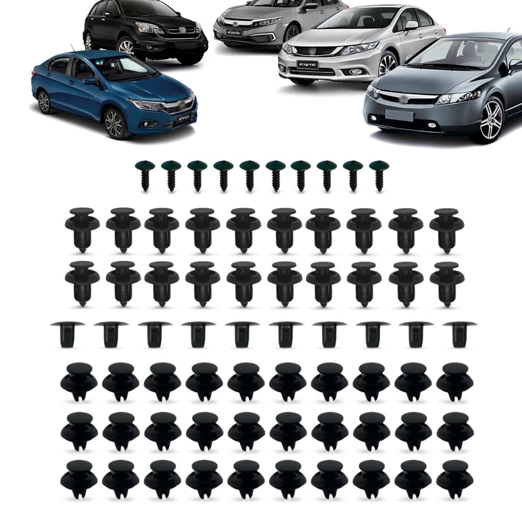 Kit 70 Grampos Presilha Parachoque Parabarro CIvic City Crv Hrv Fit Accord